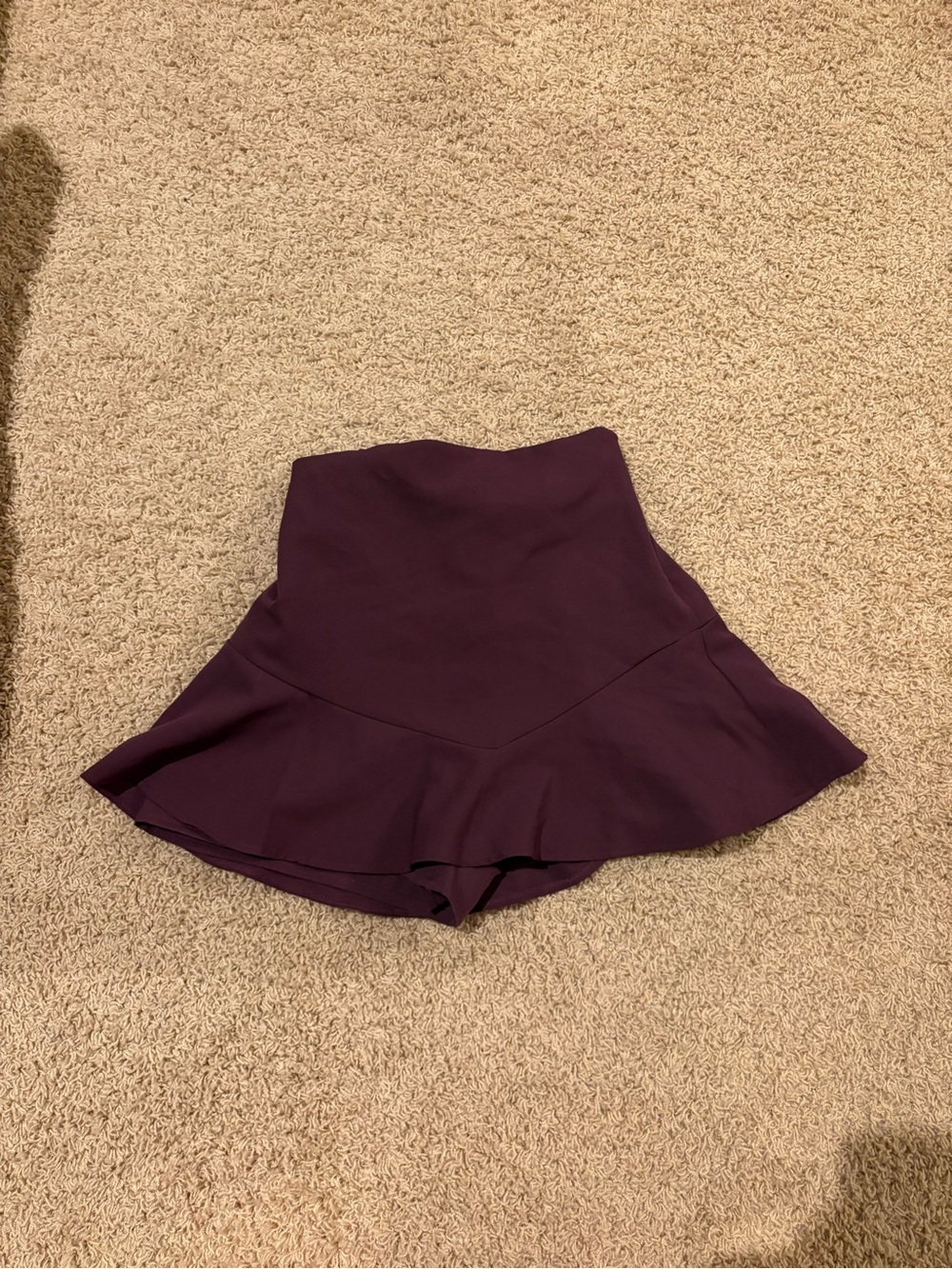 Zara Plum Satin-Lined Skirt with Ruffle Detail